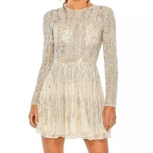 Mac Duggal High Neck Long Sleeve A Line Dress (size 6)